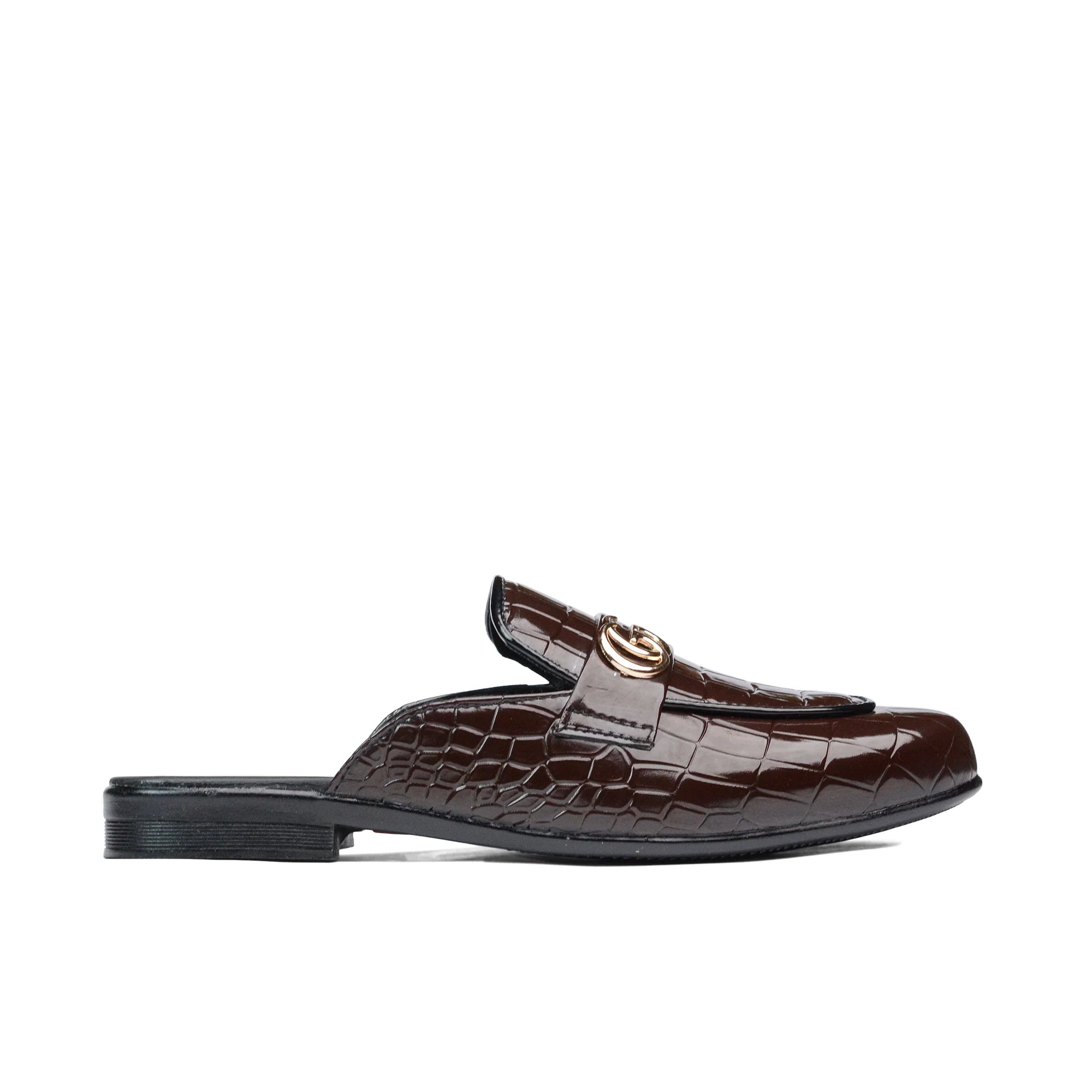 Brown Croc Textured Mule