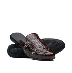 Brown Croc Monk Mule