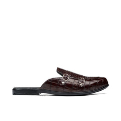 Brown Croc Monk Mule