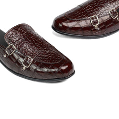 Brown Croc Monk Mule